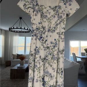 Antonio Melani Floral White and Blue Women's Jumpsuit